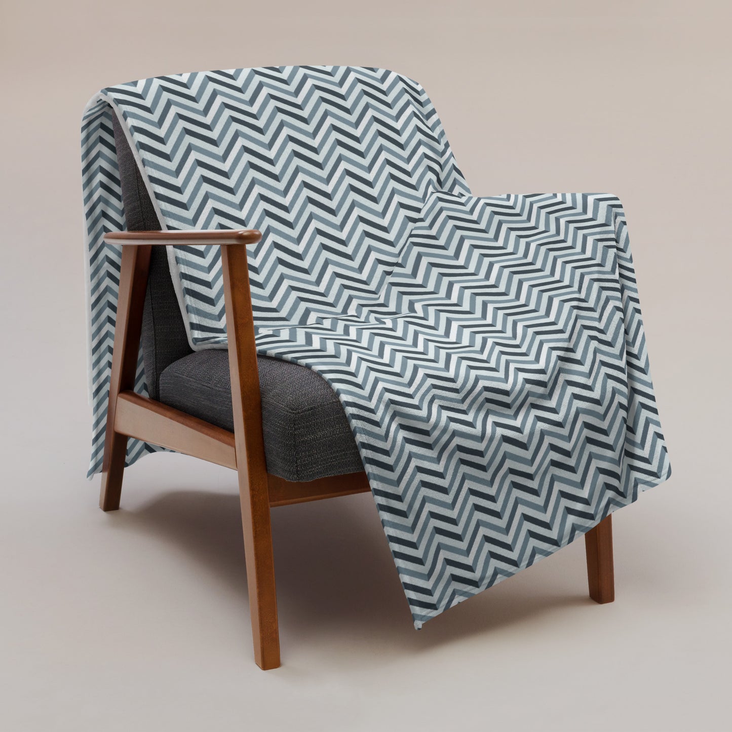 Throw Blanket: Grey and White Chevron (50" x 60" or 60" x 80")