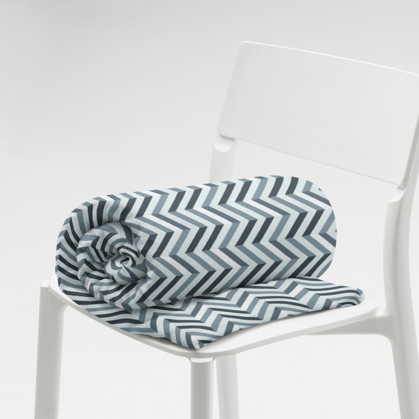 Throw Blanket: Grey and White Chevron (50" x 60" or 60" x 80")