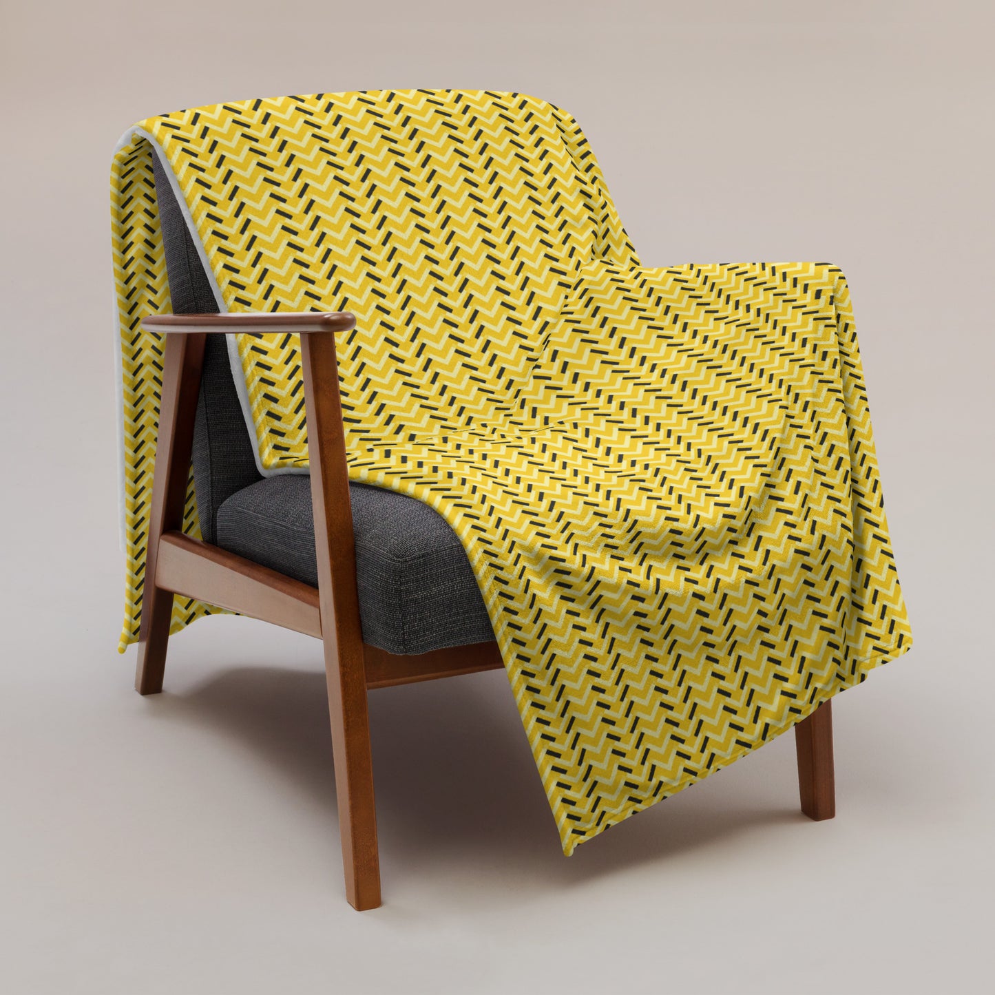 Throw Blanket: Yellow and Black Chevron (50" x 60" or 60" x 80")