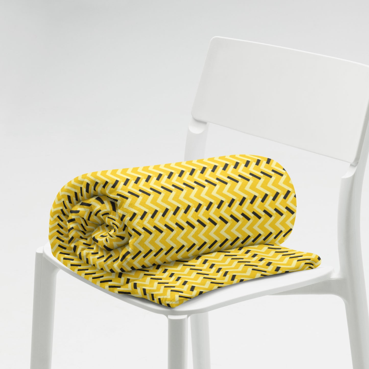 Throw Blanket: Yellow and Black Chevron (50" x 60" or 60" x 80")