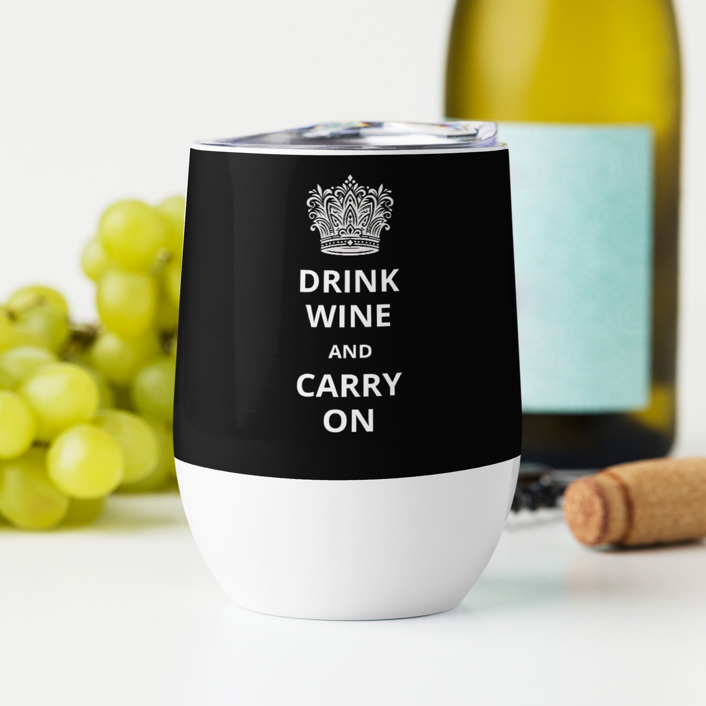 12oz Stainless Steel Wine Tumbler: "Drink Wine and Carry On" (8 colours)