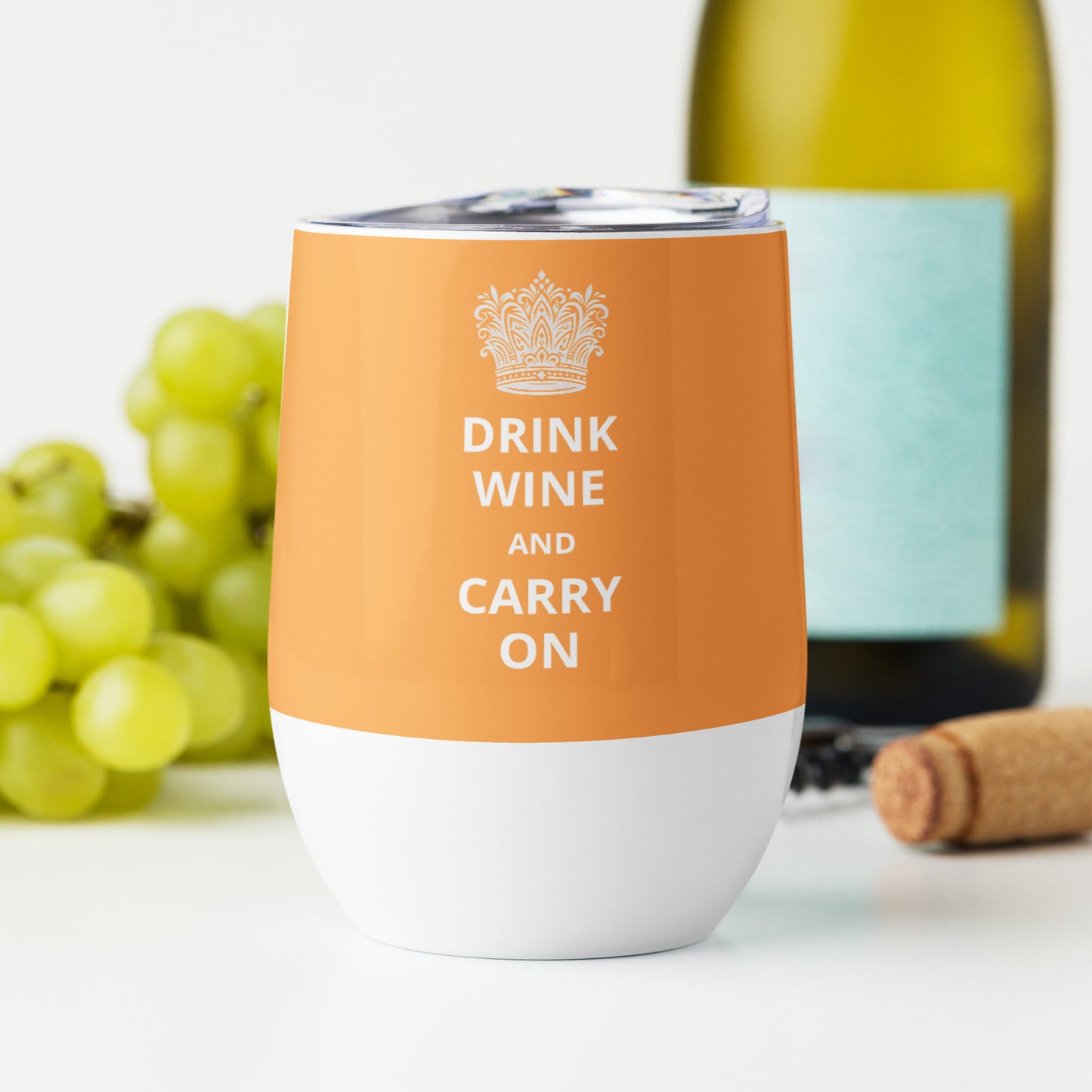 12oz Stainless Steel Wine Tumbler: "Drink Wine and Carry On" (8 colours)