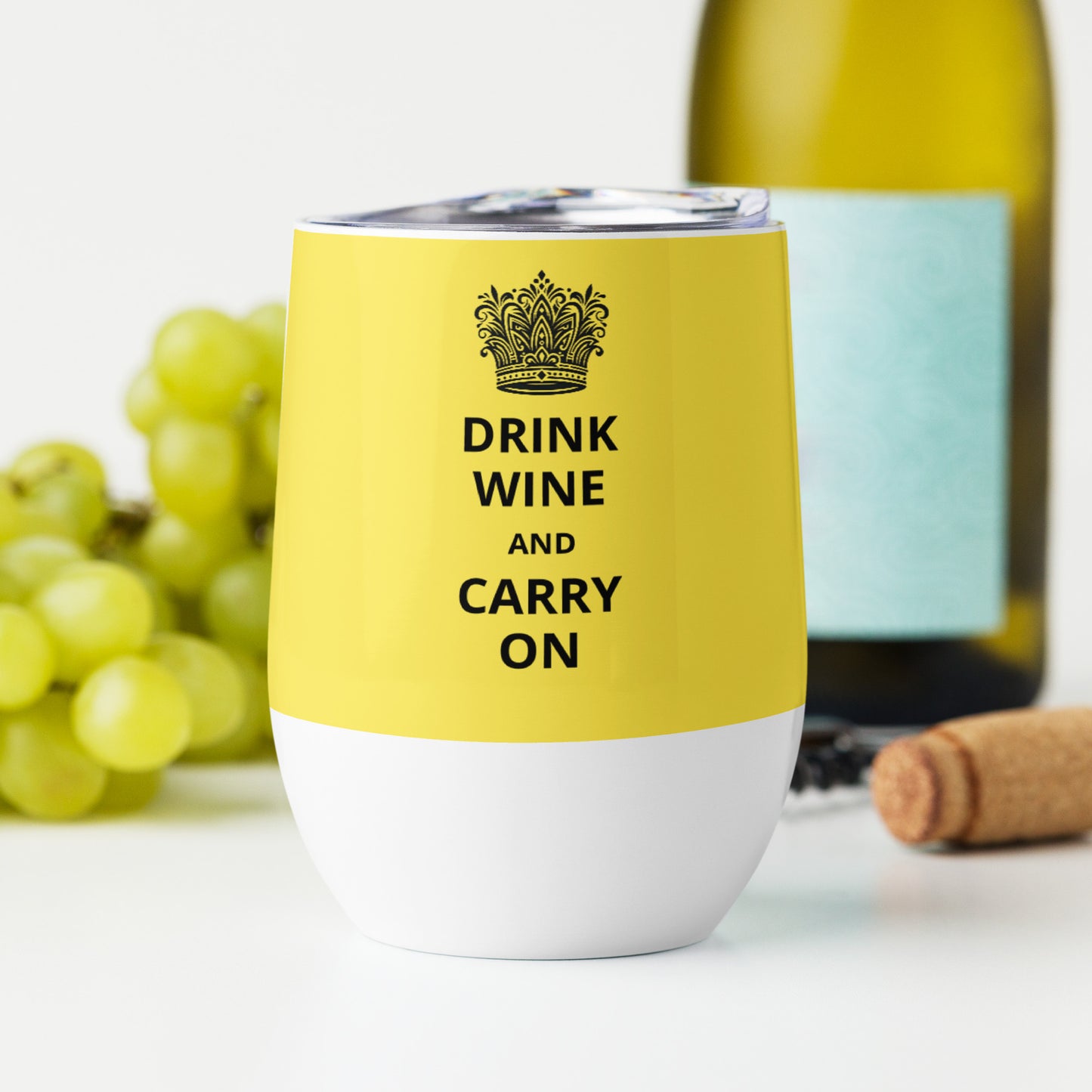 12oz Stainless Steel Wine Tumbler: "Drink Wine and Carry On" (8 colours)