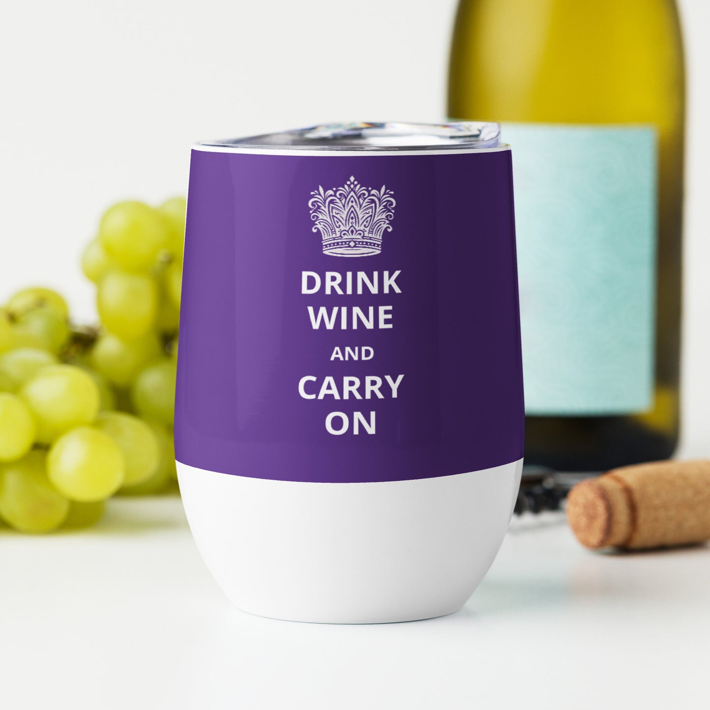 12oz Stainless Steel Wine Tumbler: "Drink Wine and Carry On" (8 colours)