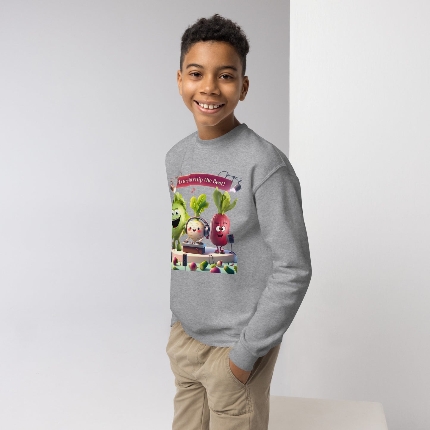 Youth Crewneck Sweatshirt: Beets by Day - "Lettuce Turnip the Beet!"